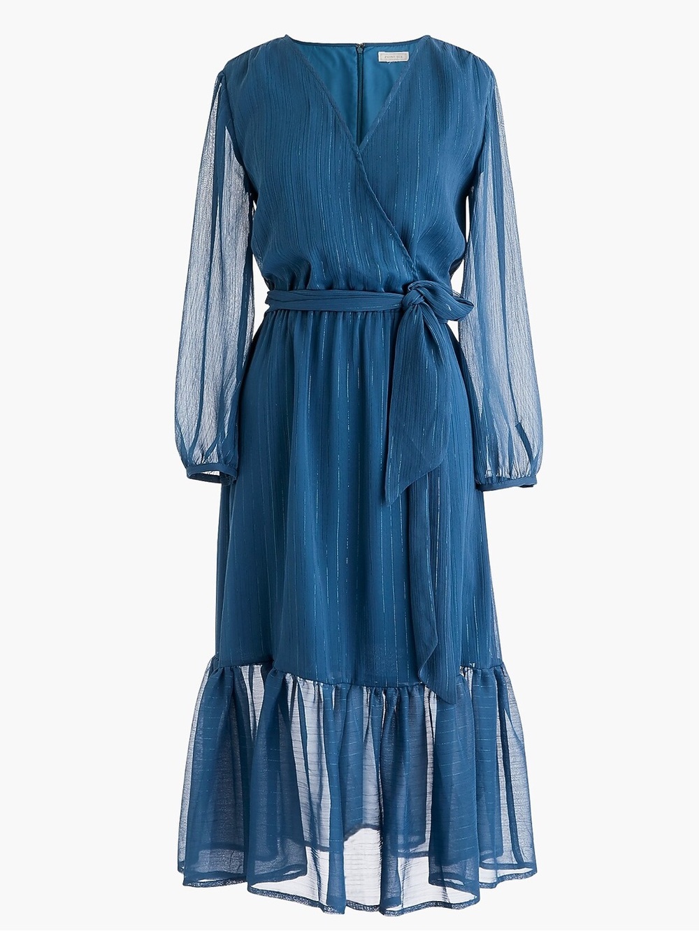 Point Sur from J. Crew Women’s Wrap Midi Chiffon Dress with Waist Tie